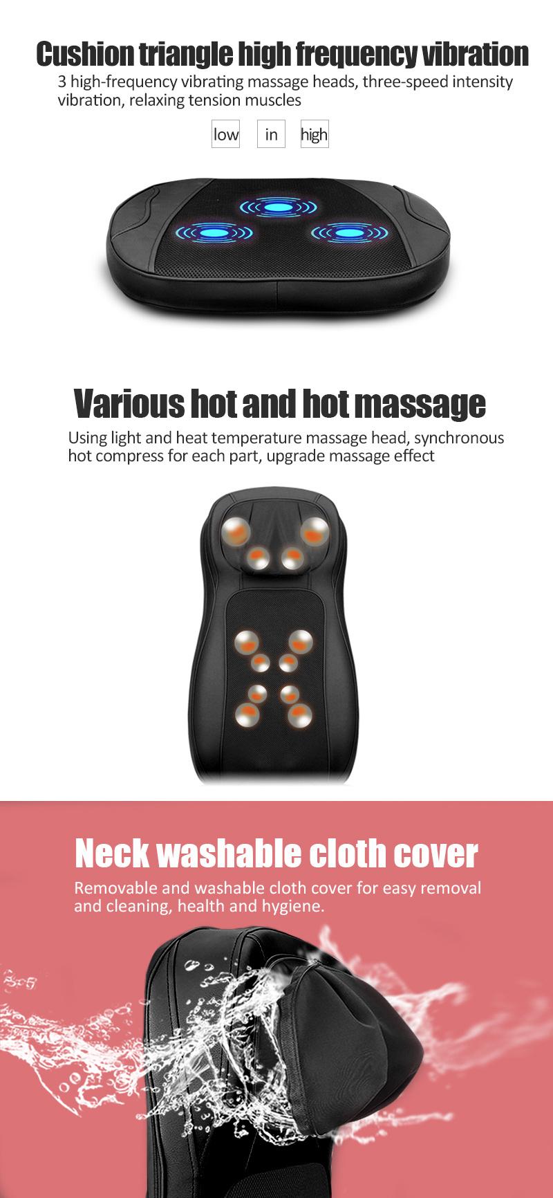 Smartsense Shiatsu Realtouch Chair Pad Soothing Heat 4 Deep Kneading Gel Nodes Pain Relief for Neck Back Shoulders Lumbar Massage Cushion