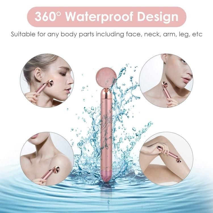 2021 Hot Selling Electric Jade Massage V Face Artifact 3 in 1 Golden Rod Beauty Massager Jade Roller Face Massage Jade
