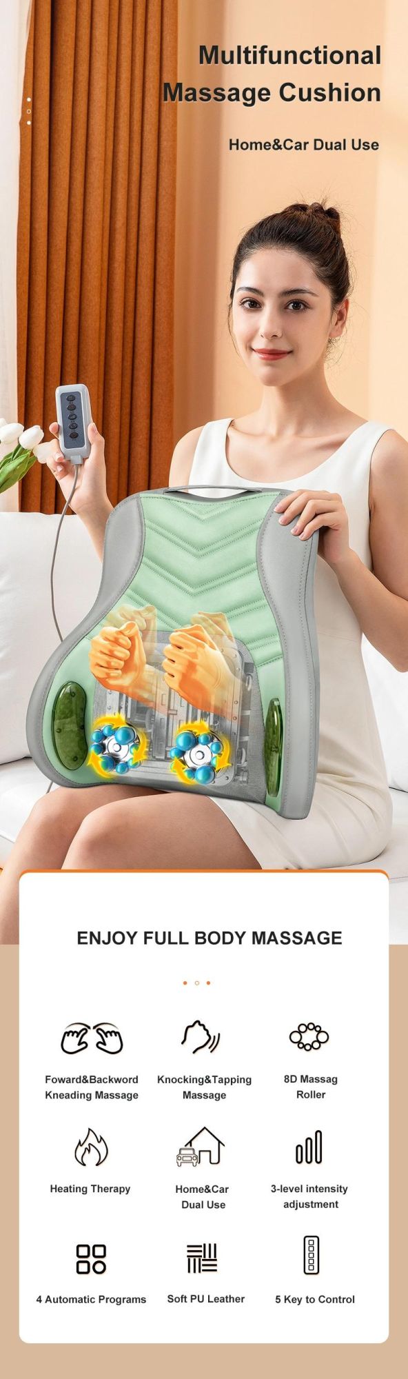 Fangao Neck & Back Relax Shiatsu Back Pain Reliever Massage Cushion