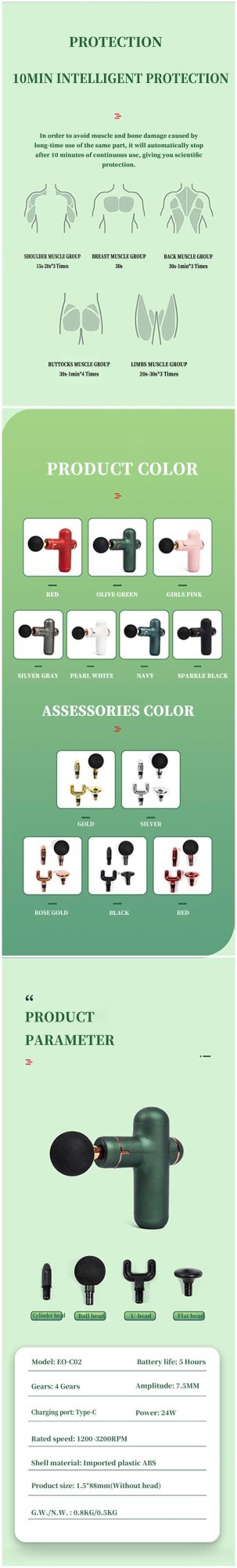 2021 New Design Professional Massager Deep Tissue Fascia Brushless Motor Rechargeable Mini Massage Gun
