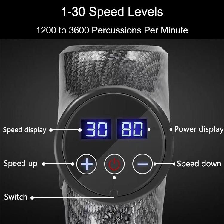 Amazon Hot Sale Home Relax Electric Vibration Mini Fascia Gun 30 Speed LCD Sports Hand Held Deep Muscle Tissue Massage Gun