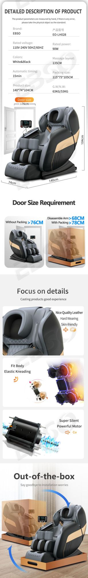 China OEM Wholesale Luxury Electric Full Body Massage Zero Gravity Massage Chair