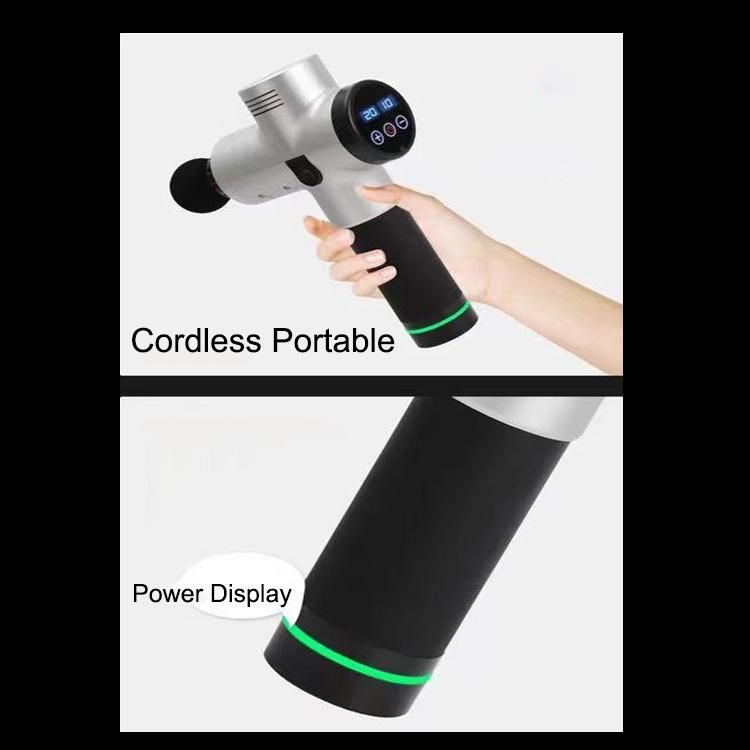Massage Gun Muscle Massager Deep Tissue Percussion Massager Cordless 30 Speed Level Professional Handheld Electric Body Massager Sports Drill with 6 Heads Helps