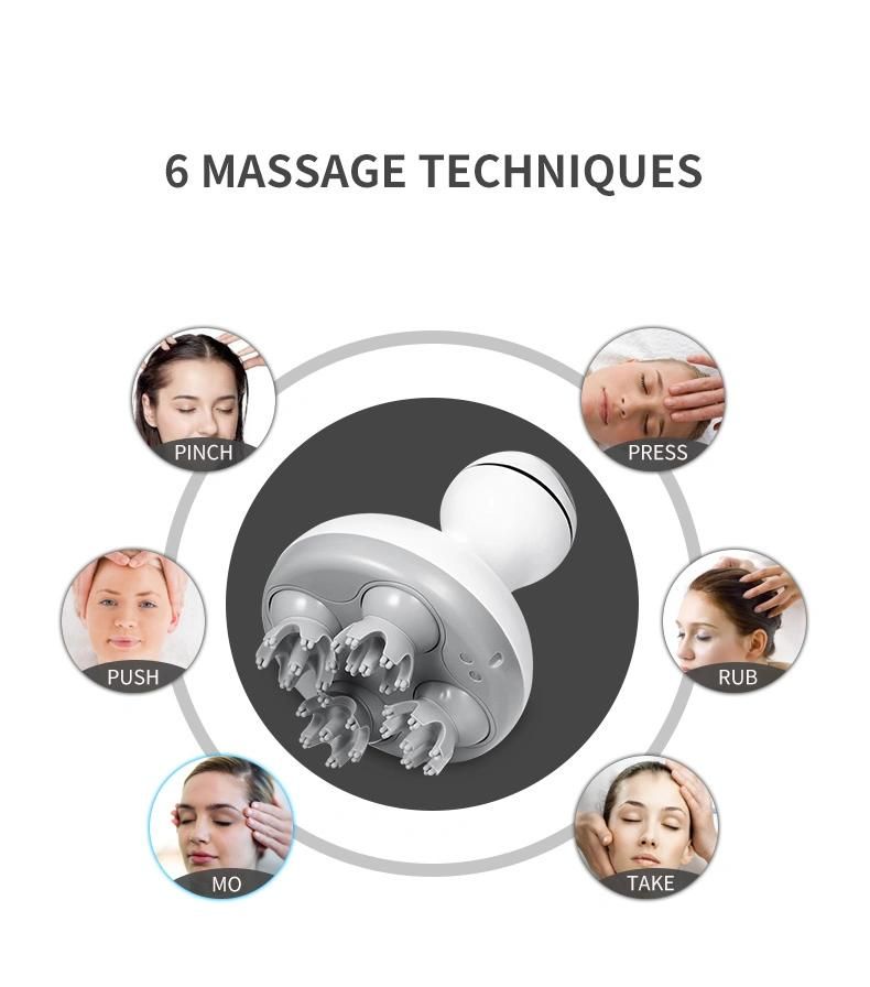 Vibrating Portable Automatic Plastic Brush Electric Scalp Machine Silicone Smart Head Massage Ipx 7 Scalp Knead Vibrating Head Brush Waterproof