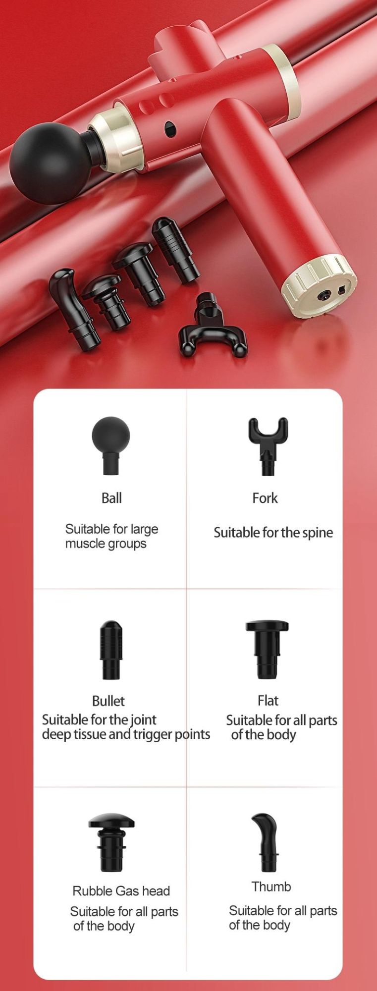 Double Heads Musle Fascial Deep Tissue Percussion Gun Mini Massager
