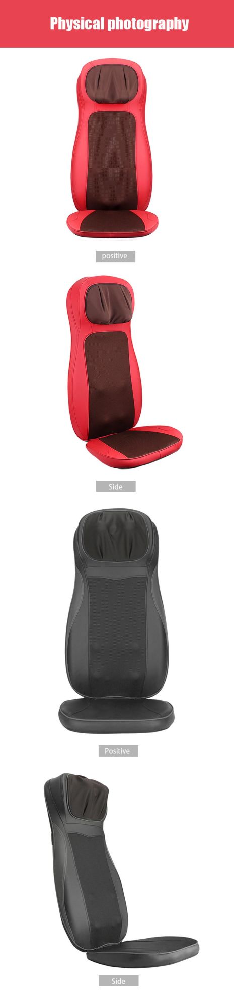 Smartsense Shiatsu Realtouch Chair Pad Soothing Heat 4 Deep Kneading Gel Nodes Pain Relief for Neck Back Shoulders Lumbar Massage Cushion
