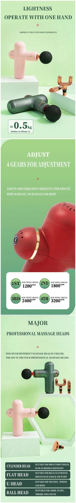 2021 New Design Brushless Massager 30 Speed Low Sound Vibration Muscle Massage Gun