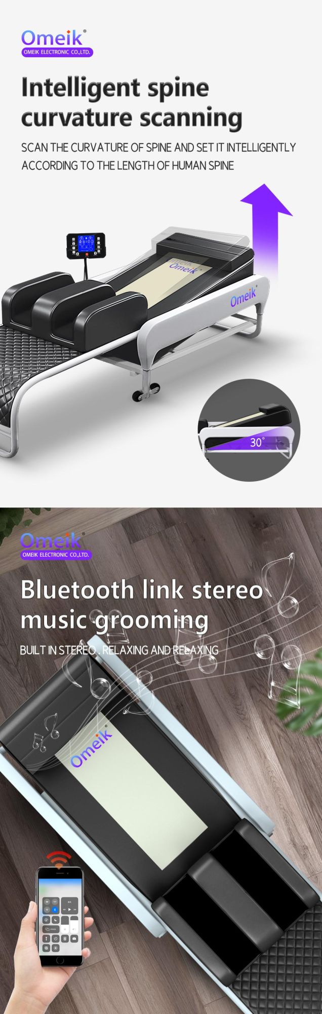 New Design Foldable V3 3D Lifting Far Infrared Thermal Jade Massage Bed with Bluetooth Music