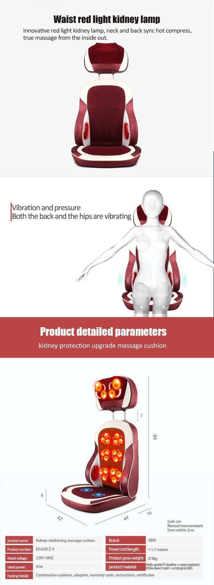 Electric Shiatsu Heating Full Back Body Massager Vibrating Full Body Massage Cushion