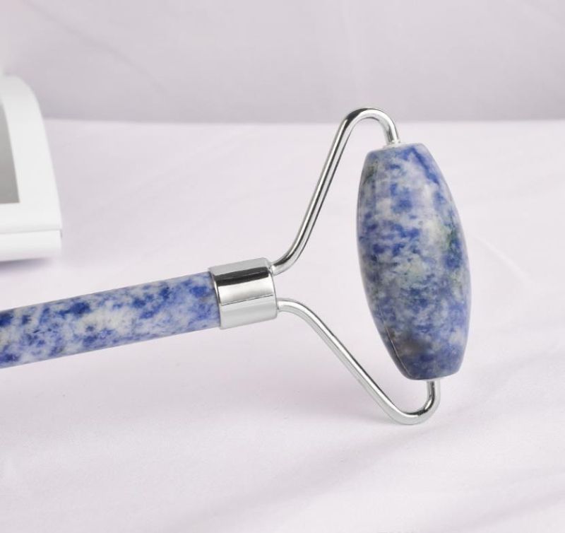 Blue Spot Stone Unique Jade Roller Face Massage Roller Double Head Welded Jade Face Roller for Anti-Aging