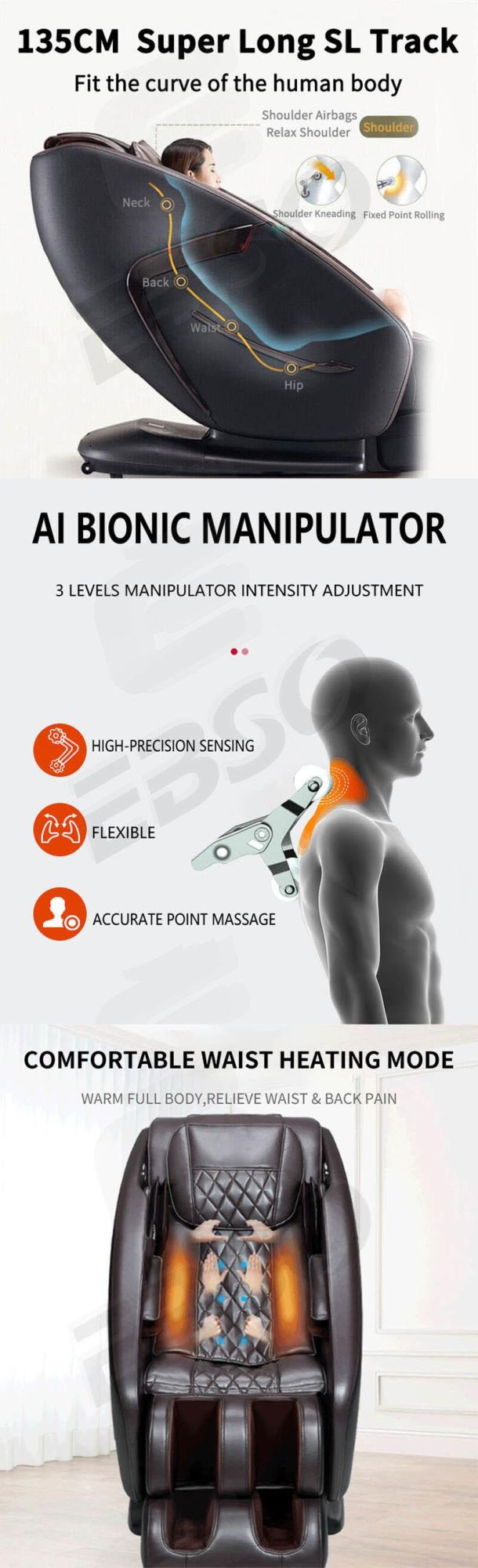 Healthcare Massage Chair Shiatsu Back Massager with Heat Kneading Massage Chair