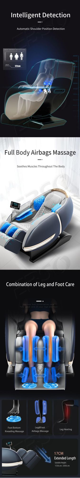 New 2021 Best Price Electric Music 3D Zero Gravity Shiatsu 4D Massage Chair with SL Track