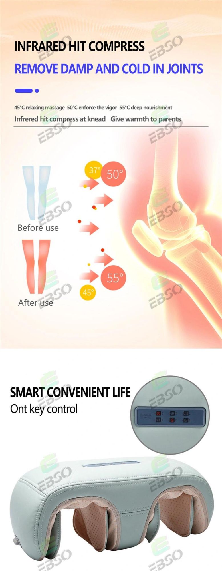 PU Leather Vibration Knee Massager with Heat