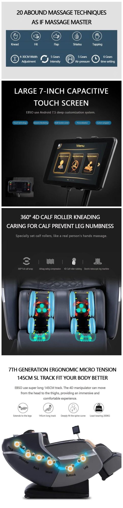 New Design 4D Massage Chair Foot SPA Massage Seat Zero Gravity Massage Chair