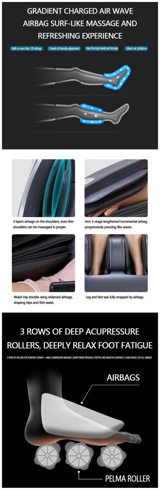 China OEM Wholesale Luxury Electric Full Body Shiatsu Chair Massage Thai Stretch Masaje Zero Gravity SL 3D 4D Massage Chair