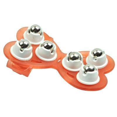 6 Ball Plastic Metal Roller Ball Fuchsia Hand Hold Massager
