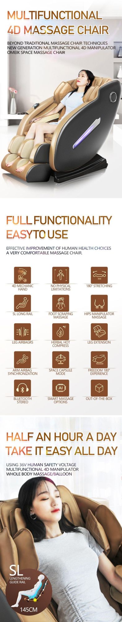 Luxury SL Track Zero Gravity Rocking Massage Chair