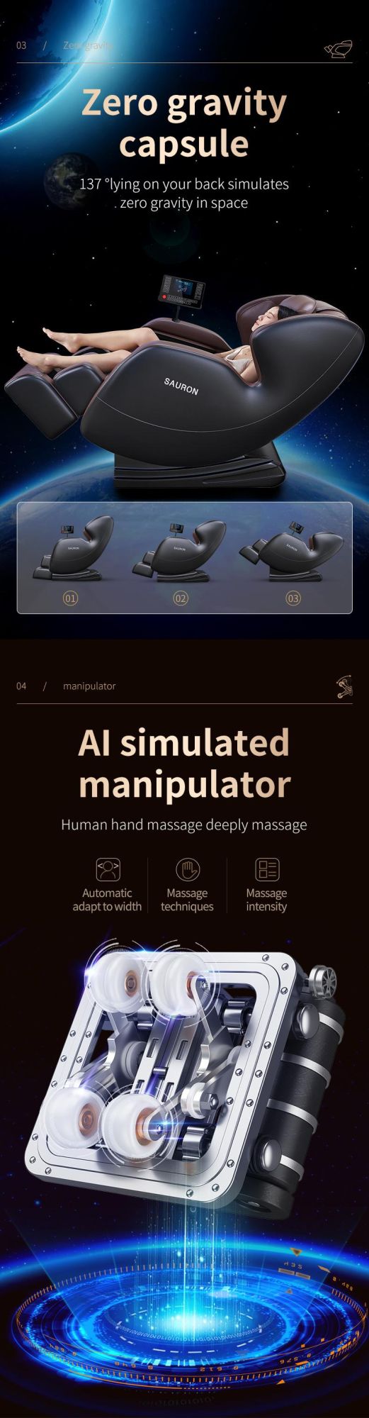 Wholesale Fauteuil Massage Pedicure 2022 4D Zero Gravity Luxury Chair for Foot Massage Latest Full Body Massage Chair 3D
