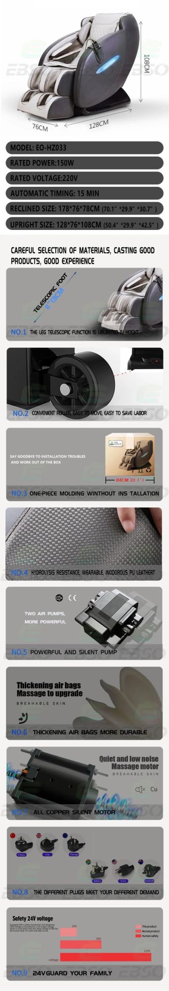 2D SL Robot Massage Manipulator Long Rail Full Body Large Body Massage Chair for Full Body