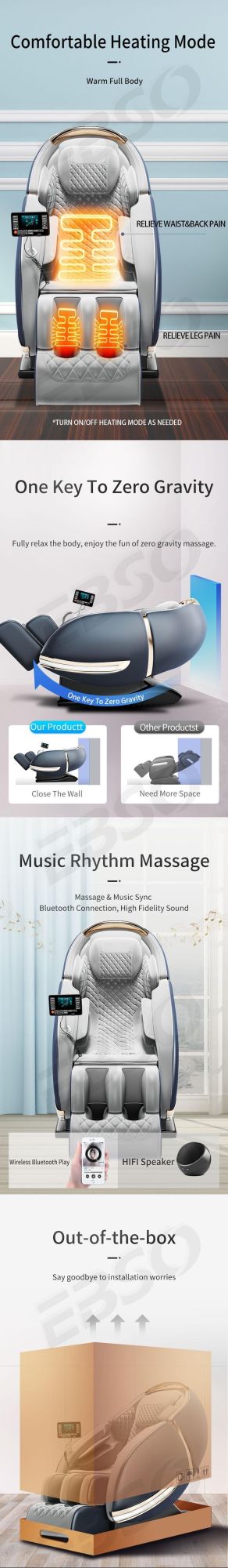 New 2021 Best Price Electric Music 3D Zero Gravity Shiatsu 4D Massage Chair with SL Track