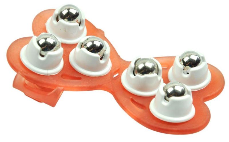 6 Ball Plastic Metal Roller Ball Fuchsia Hand Hold Massager