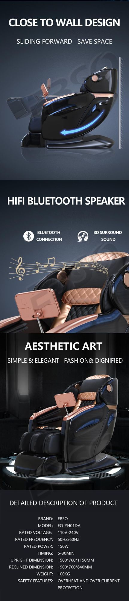 Most Comfortable SPA Reducing Pressure SL Track Full Body Zero Gravity Recliner 3D Zero Gravity Massage Chair 4D