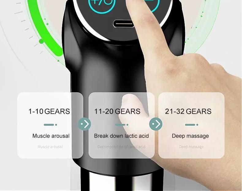 Factory Electrical Deep Vibrating Tissue Fascia Muscle Massager Gun Mini LCD Pocket Rechargeable 4 Heads Percussion Massage Gun