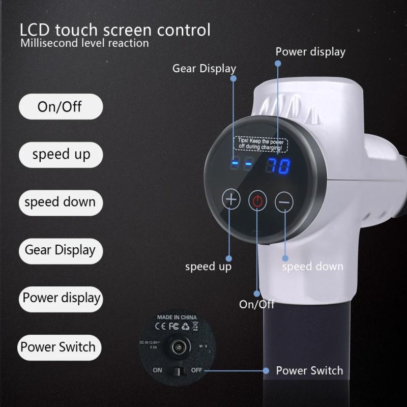 Best Selling Powerful Portable Fascia Deep Tissue Percussion Massage Gun Handled Relax Full Body Vibration Cordless LCD Screen