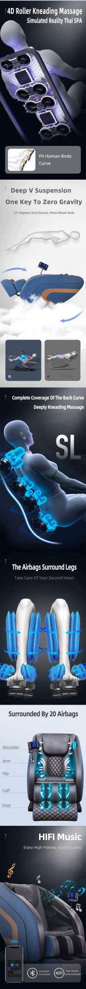 Big Screen Controller 8d Luxury Intelligent Zero Gravity Comfortable Electric Massage Chair Is Cheap