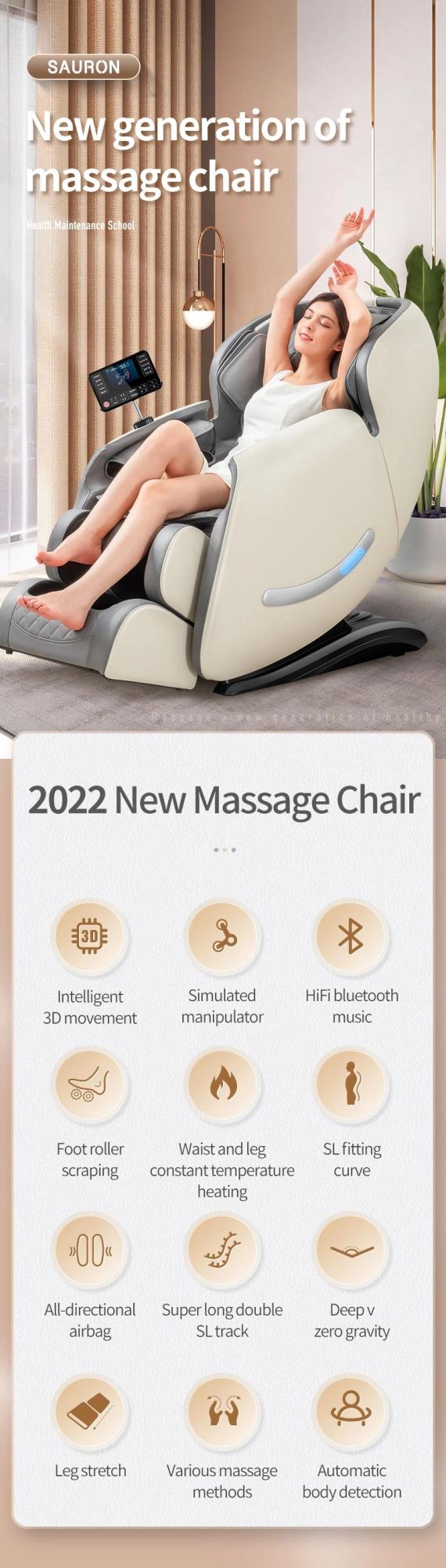 Sauron C300 OEM China 4D SL Foot Massager Neck Back Full Body Massager Product Massage Chair