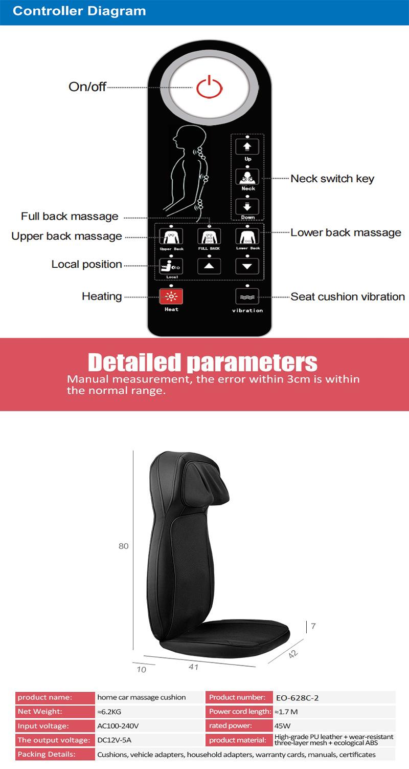 Smartsense Shiatsu Realtouch Chair Pad Soothing Heat 4 Deep Kneading Gel Nodes Pain Relief for Neck Back Shoulders Lumbar Massage Cushion