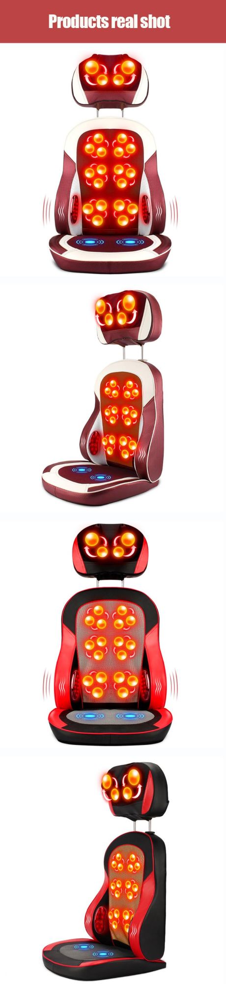 High Quality Massager Chair Full Back Massage Cushion Vibrating Heated Car Seat Cushion with 3 Intensity Levels
