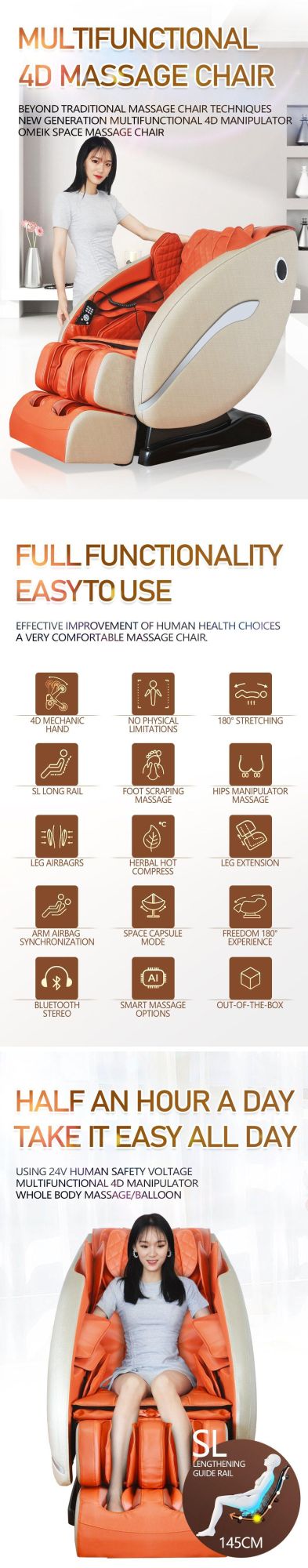 Full Body Massage Chair with Rollers Air Pressure Shiatsu