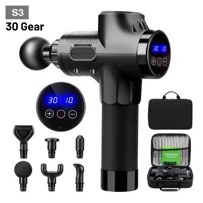 Handheld Portable Cordless LCD Percussive Sports Deep Tissue 30 Speed 6head Fit Pulse Fitness Muscle Puls Fascial Massage Gun