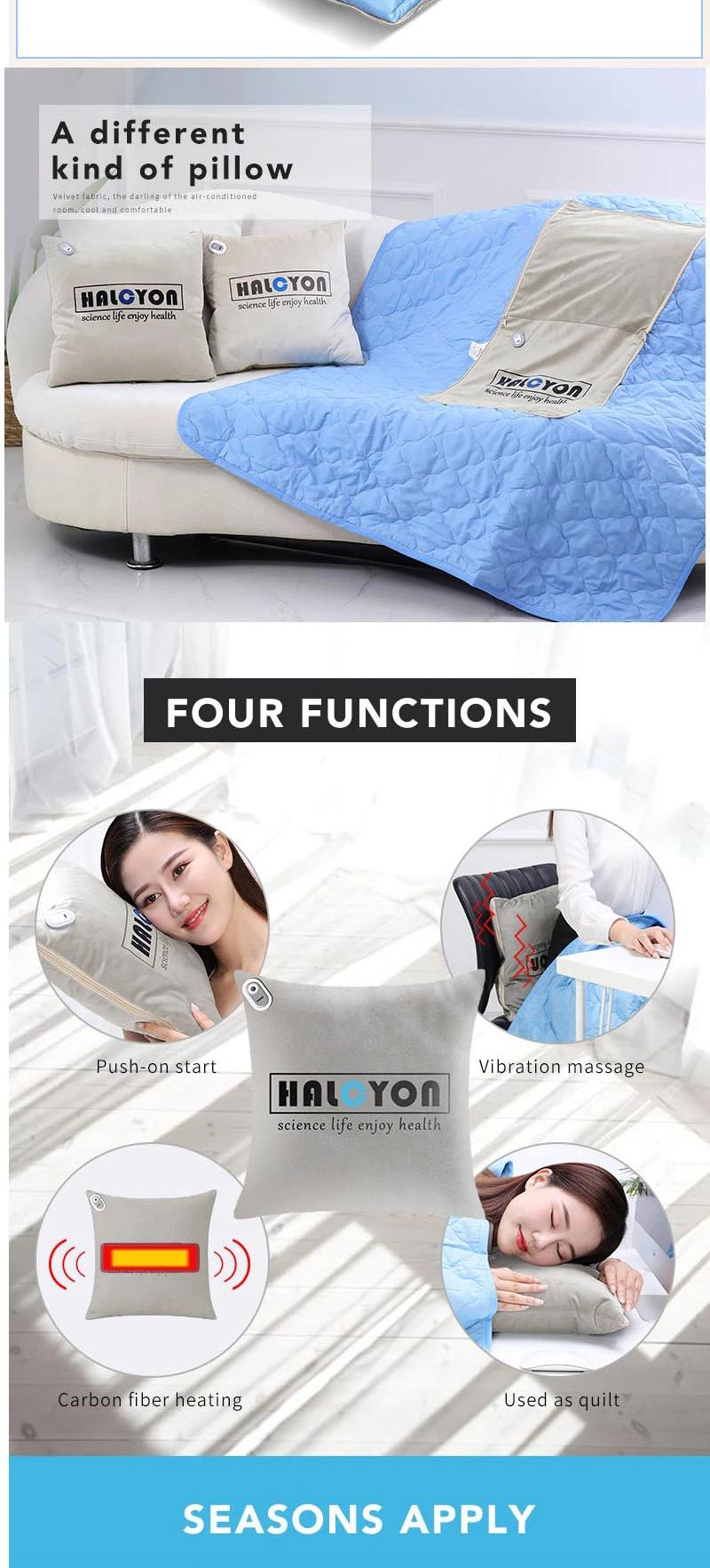 Hezheng Factory Supplier Electric Back Hug Massage Pillow for Car and Home or Travel 2 in 1 Pillow Blanket with Heat & Vibration