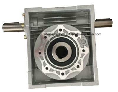 Double Shaft Worm Gearbox Silver and Blue Color