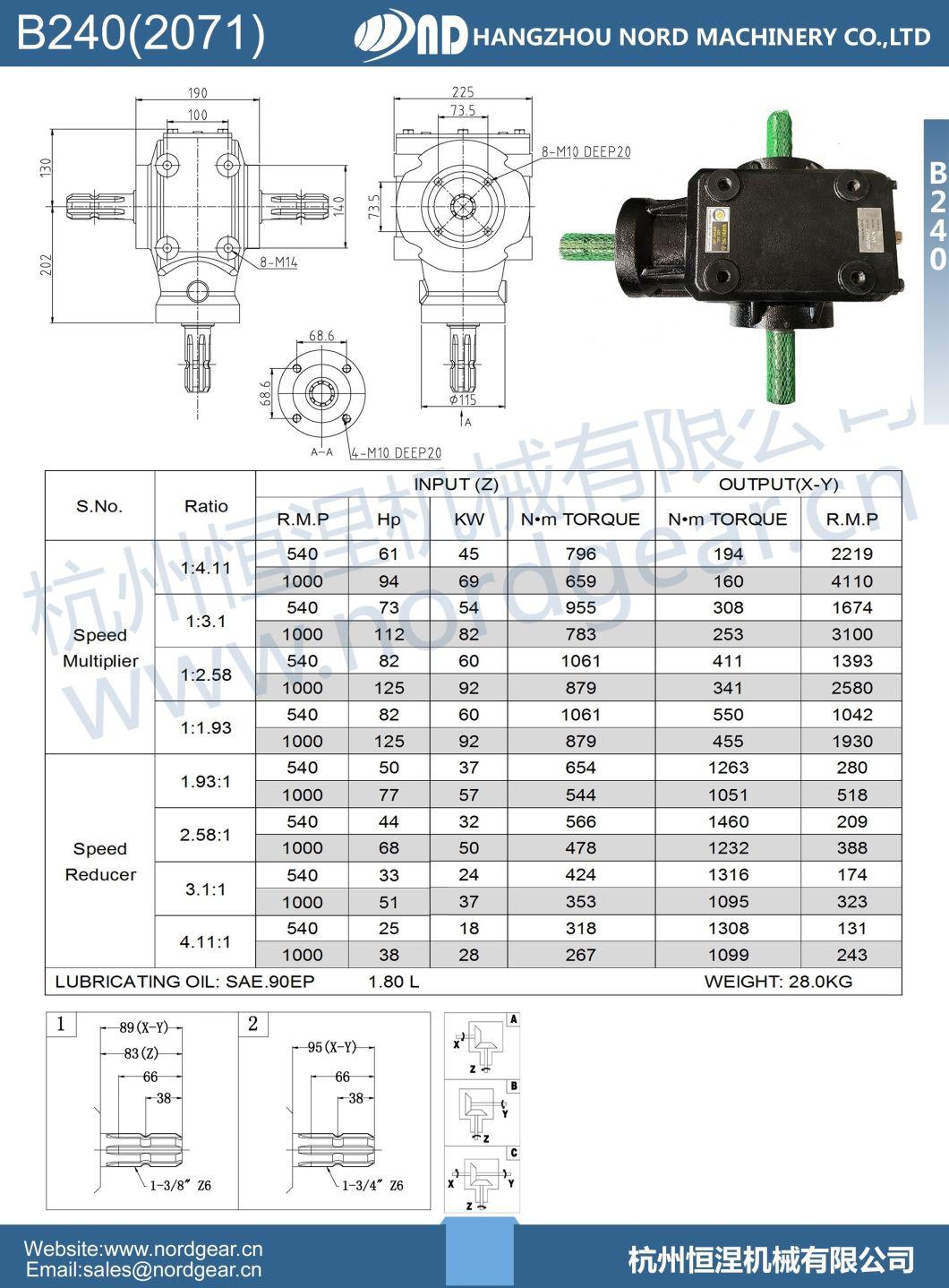 ND Brand Agricultural 540rpm Speed Increaser Pto Gearbox
