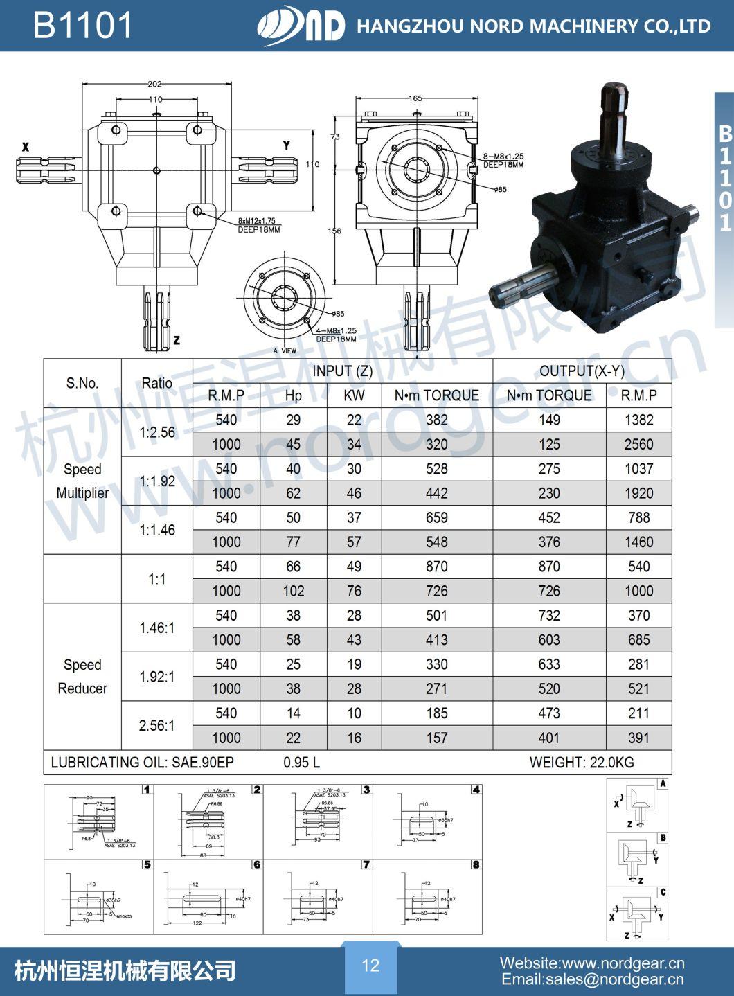 Agricultural Gearbox Rotary Tiller Bale Wrapper Sprayers Bevel Gearbox for Agricultural Machine