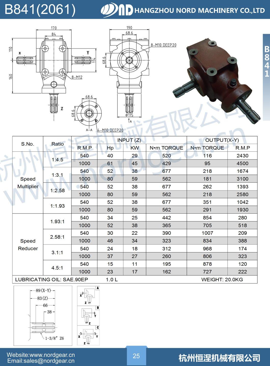 Agricultural Gearbox Rotary Tiller Harrows Sprayers Potato Harvester Bevel Gearbox for Agricultural Machine