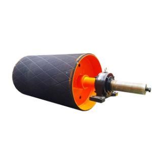 Ceramic Herringbone Diamond Rubber Conveyor Drive Pulley for Belt Conveyor