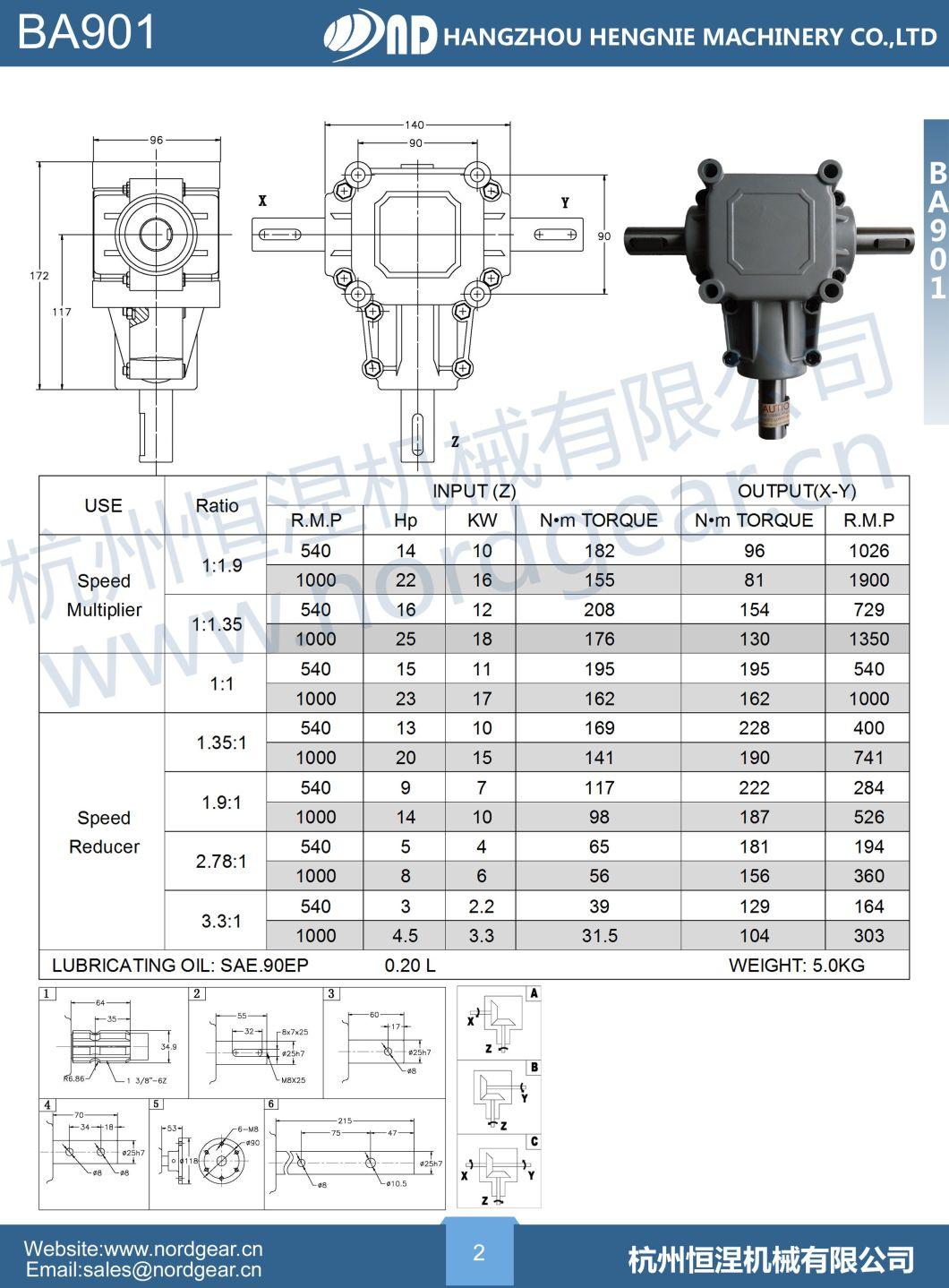 Pto Farm Slasher Rotary Mixer Tractor Right Angle Agricultural Bevel Gearbox for Sprayer