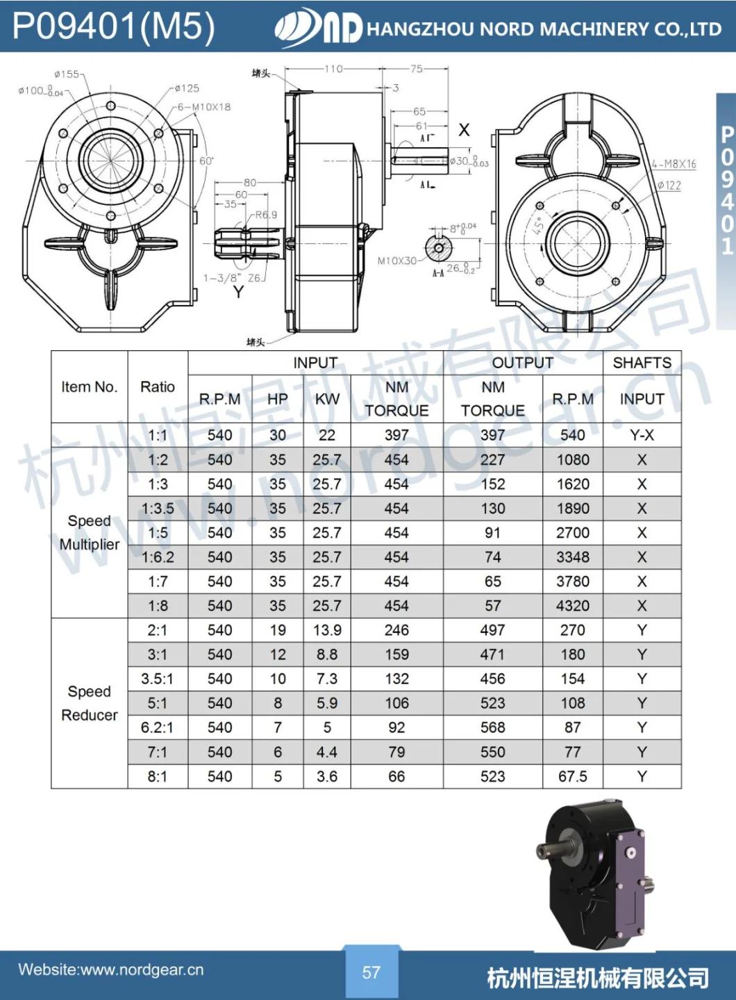 Agricultural Parallel Shaft Gearbox Pto Gear Box for Agriculture Bale Wrapper Snow Removal Equipment Grain Transportation Storage Machine