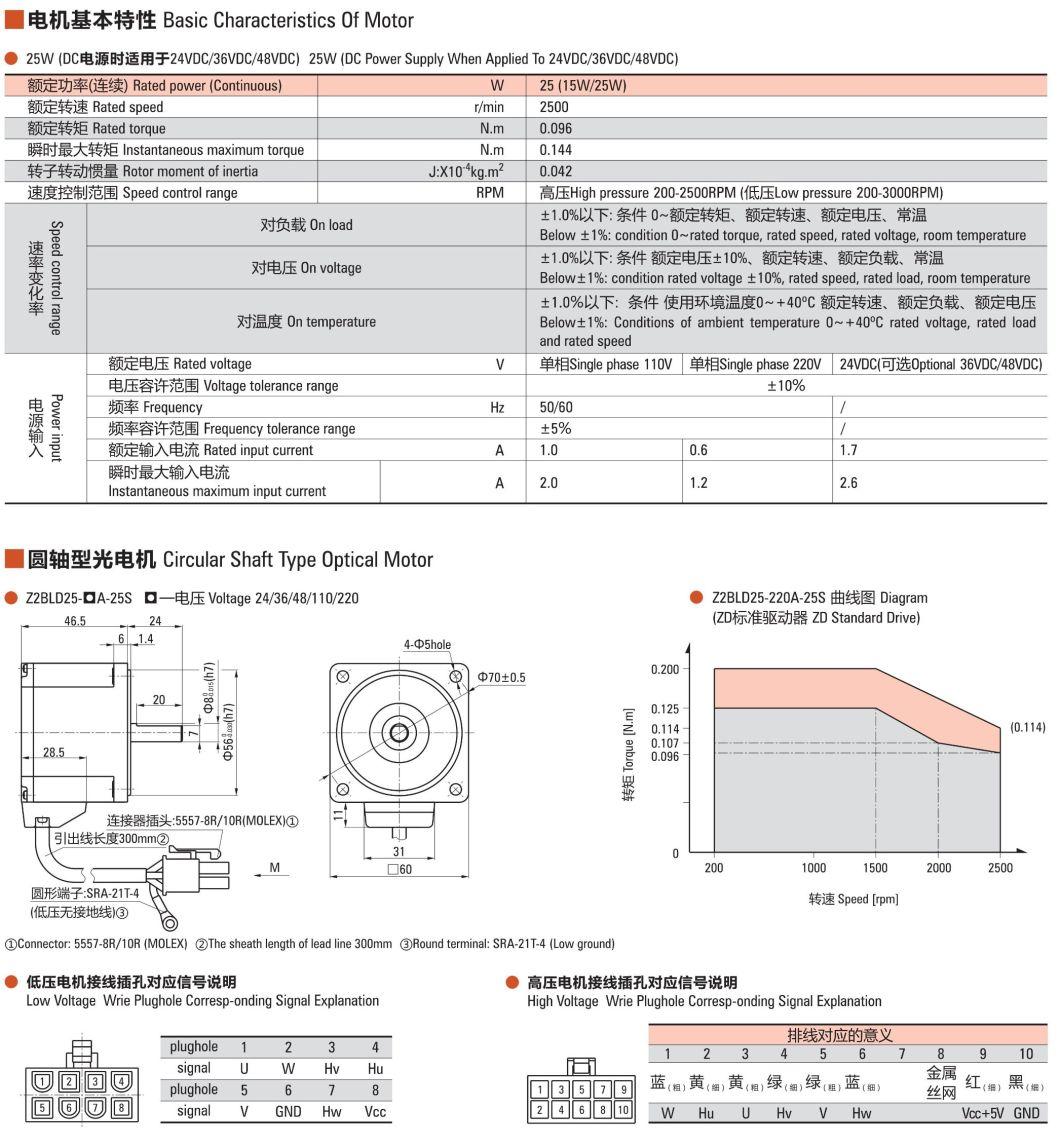 ZD DC24V, 60W, 2500RPM Brushless DC Gear Motor For Access Control System