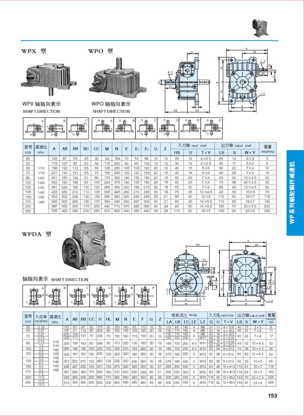 Cheap Wpa Wpda Worm Gear Gearbox Speed Reducer for Mixer