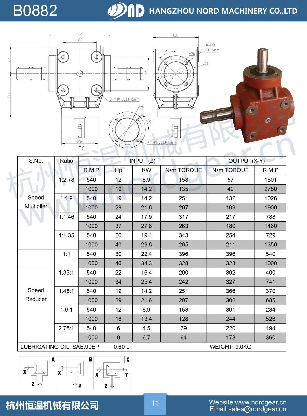 Farm Machinery Right Angle 90 Degree Steering Gear Reversing Commutator Agricultural Spiral Bevel 540 Pto Gearboxes for Potato Harvester