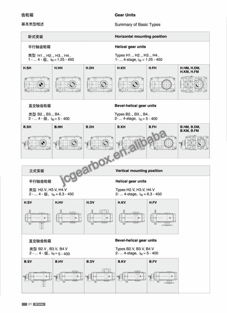 Hb Series Industry Bevel Helical Gear Reduction Gear Box