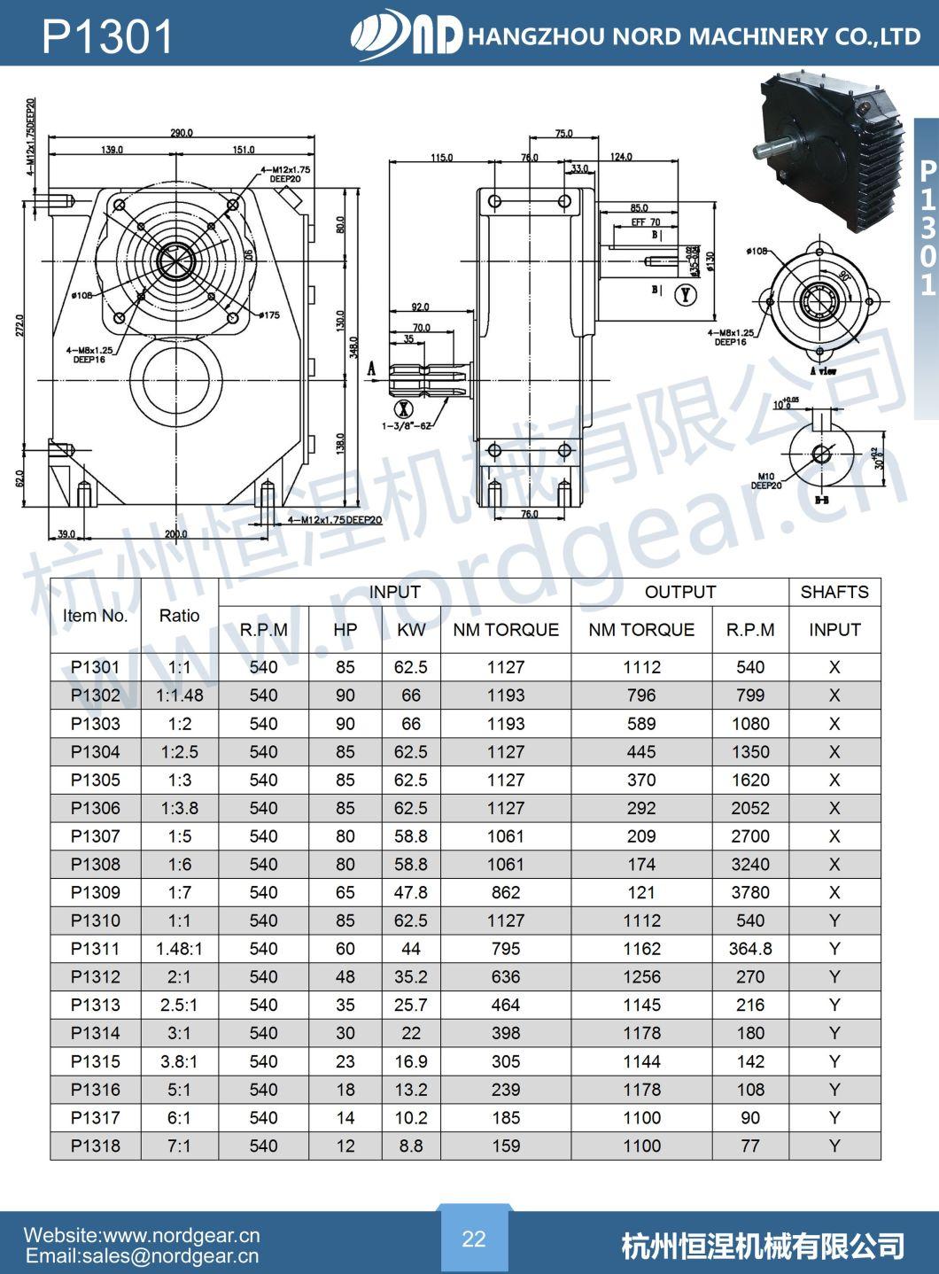 Parallel Gear Box Pto Agricultural Gearbox for Agriculture