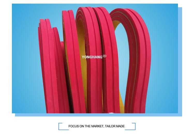 Special Customized Yellow Nylon Flat Belt with Red Rubber Coated Conveyor Belt for Glass Lens Factory Conveyor