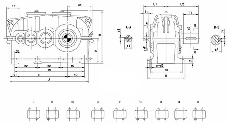 Crane Conic Speed Reduction Reducer Prices Steel Plate Welded Hard Tooth Cylindrical Transmission Gearbox