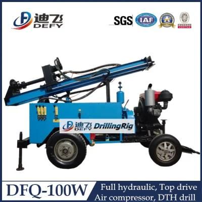 Mini Portable Trailer Wheel Type Water Well Drilling Rig for Sale